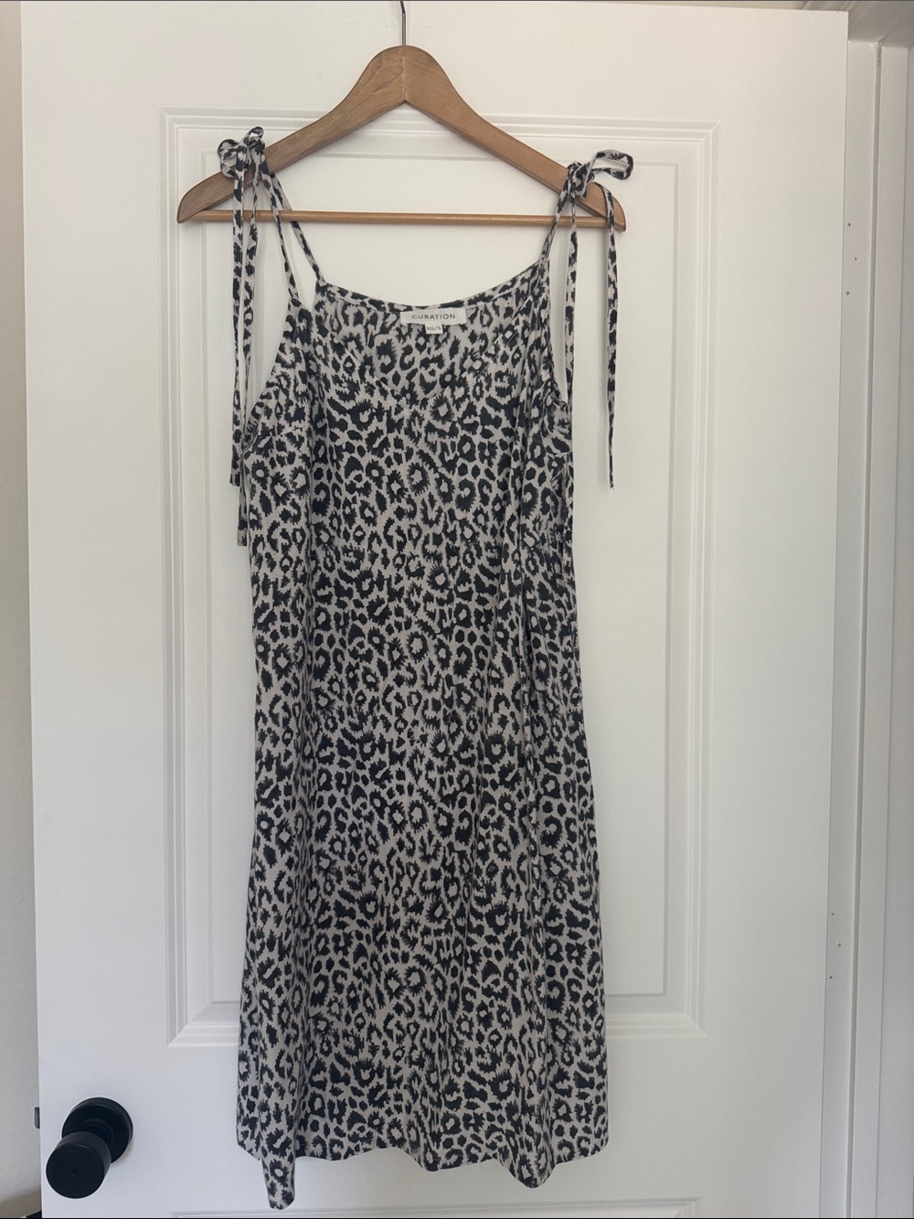 Emerson Fry Curation Leopard Print Tie Strap Midi Dress XS/S